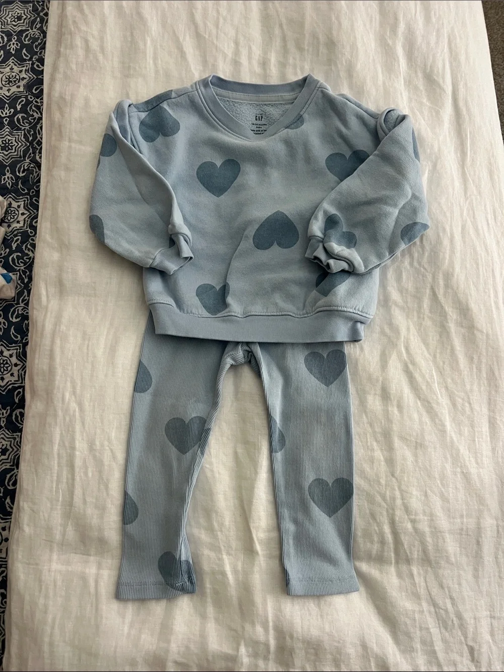 GAP Light Blue Heart Print Sweatshirt Set